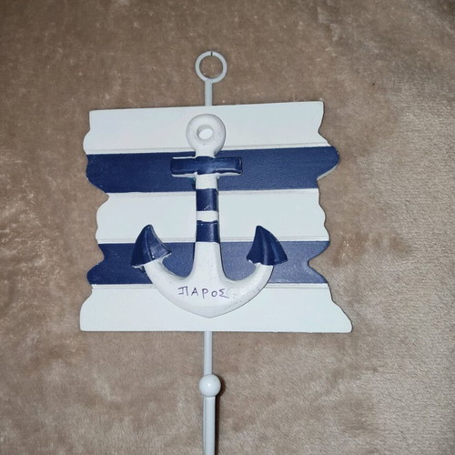 Wall hook souvenir Paros like new, wood and metal