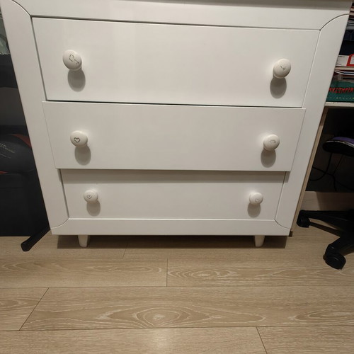 Baby changing dresser white lacquer used, 1.04m width