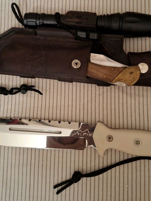 Alpin survival knife modified new with leather sheath and set