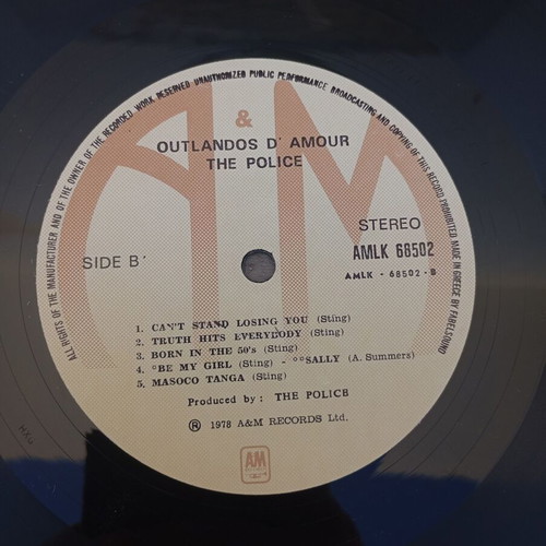 The Police Outlandos d'Amour vinyl used, rock