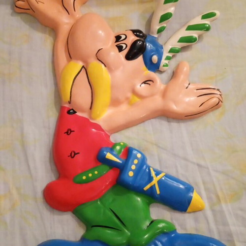 Asterix and Obelix decorative wall figures used, set of 2, plastic