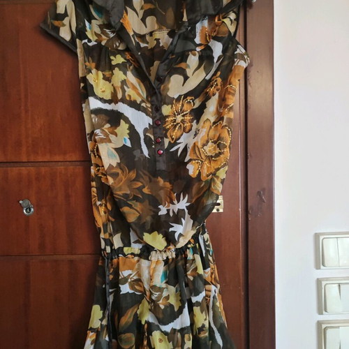 Transparent blouse dress like new, size S 36 8, beige brown