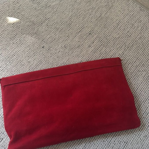 Suede leather red clutch bag NAK like new
