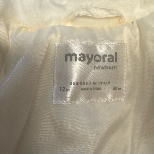 Mayoral white baby fur coat new for 12-month-old girls