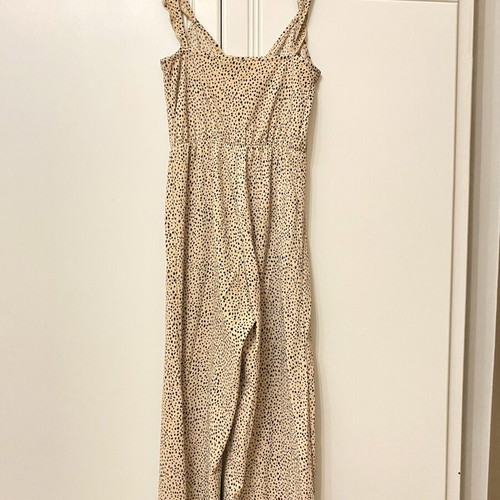Stradivarius beige-black polka dot one-piece jumpsuit size S like new