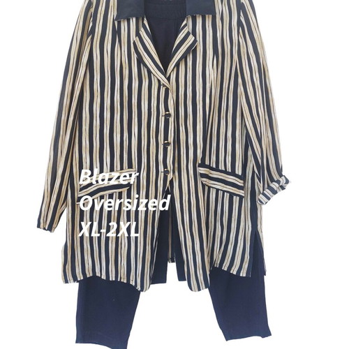 Vintage blazer 90s striped black beige XL-2XL like new