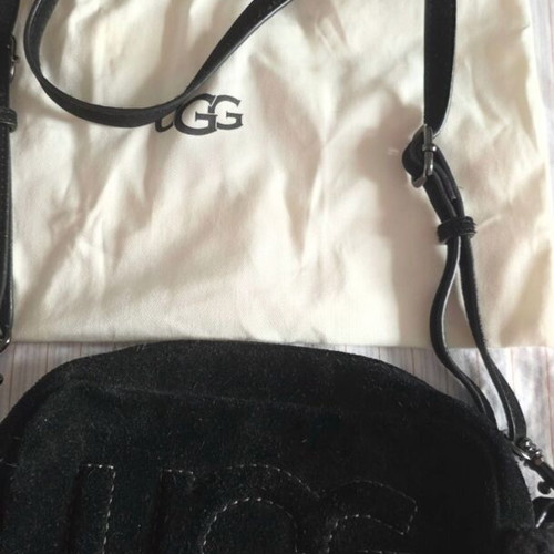 Ugg black crossbody bag with sheepskin trim