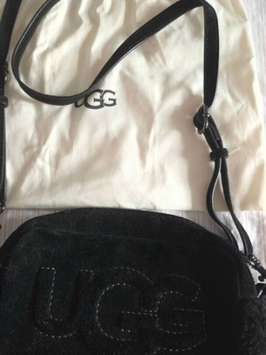 Ugg black crossbody bag with sheepskin trim
