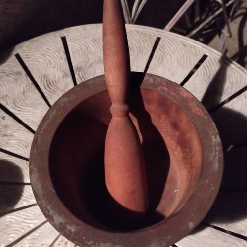 Traditional Wooden Mortar and Pestle vintage, handmade, 22cm