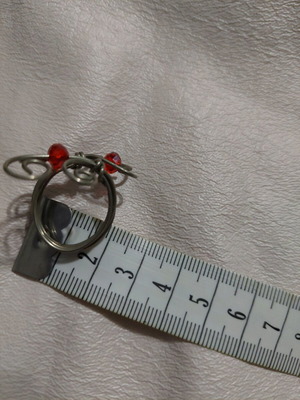 Handmade ring with wire, like new, red and silver