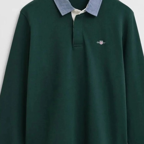 Gant heavy rugger long sleeve polo shirt XL, like new, dark green