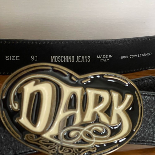 Leather belt Moschino jeans used, size 90 cm, bronze buckle