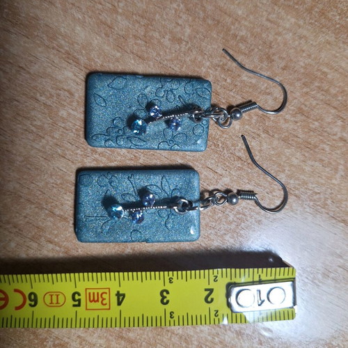 Clay and liquid glass earrings new, blue and turquoise