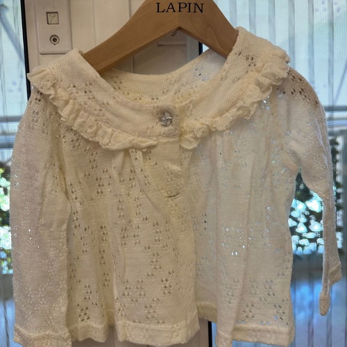 Children's white embroidered cardigan with silver button for 12-month girl worn once