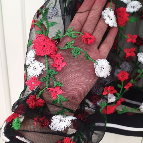Tulle jacket used, floral, size large, black