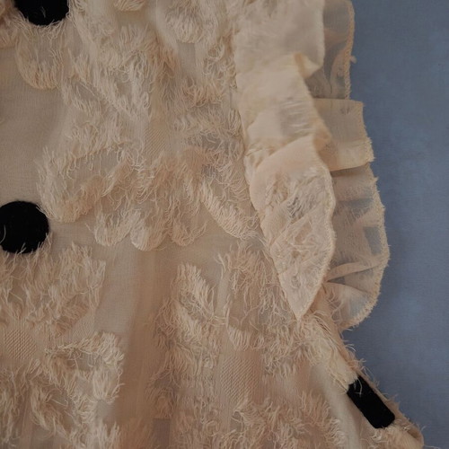 Shein romantic beige blouse with black polka dots and velvet ribbon
