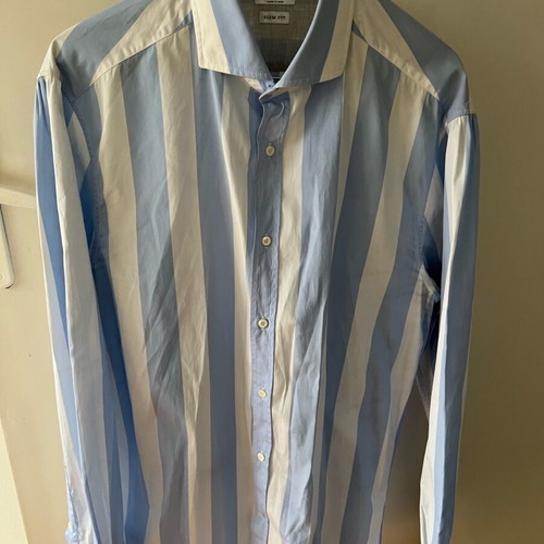 Brunello Cucinelli blue and white striped shirt like new, size L