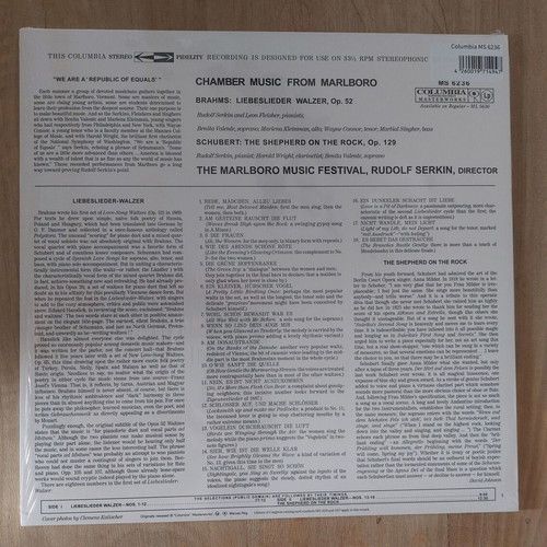 Chamber Music From Marlboro LP new, classical audiophile edition