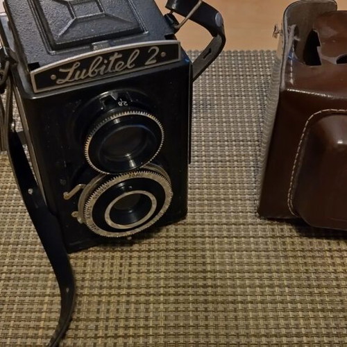 Lubitel 2 camera used with leather case