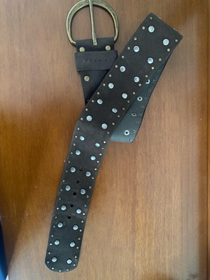 Sisley women's brown suede belt with studs like new