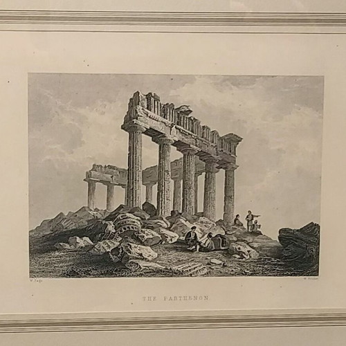 Γκραβούρα Παρθενώνας 1828 σαν καινούργιο με επίχρυση κορνίζα