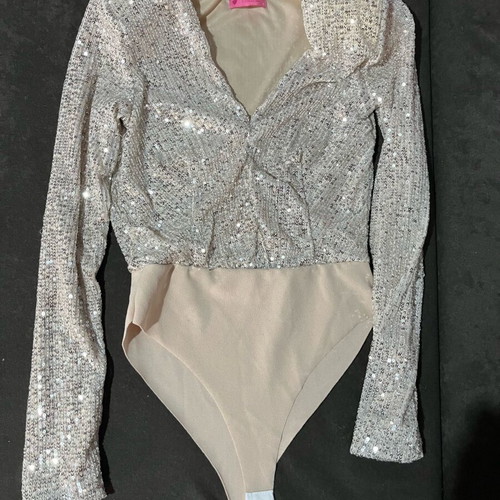 Marmalady sequin bodysuit like new, size XS, silver