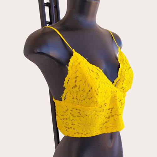 Zara yellow lace bralette used, size S