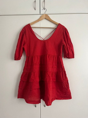 Mango flowy cotton dress used, size S, red
