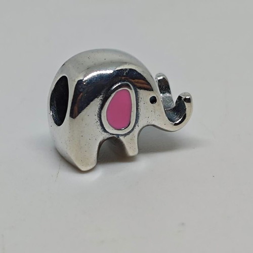 Silver Elephant Charm with Pink Enamel like new