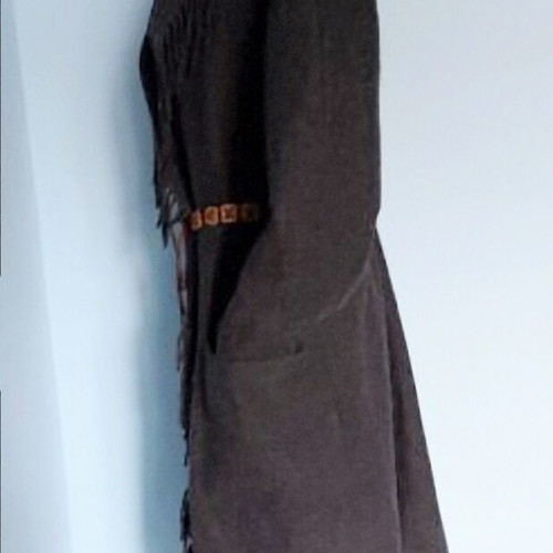 Wool coat used with wrap and fringes Cristian Berg gray unisize