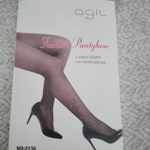 Black Fishnet Tights with Strass L-XL new