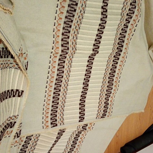 Various fabrics and trims many meters, vintage prints and woven wool throws