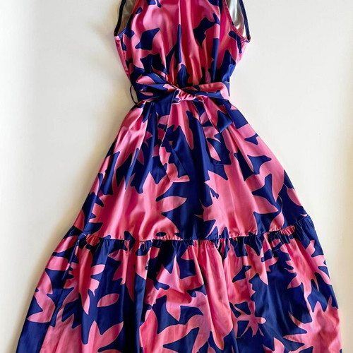 Shein dress blue and pink with open back like new, size M