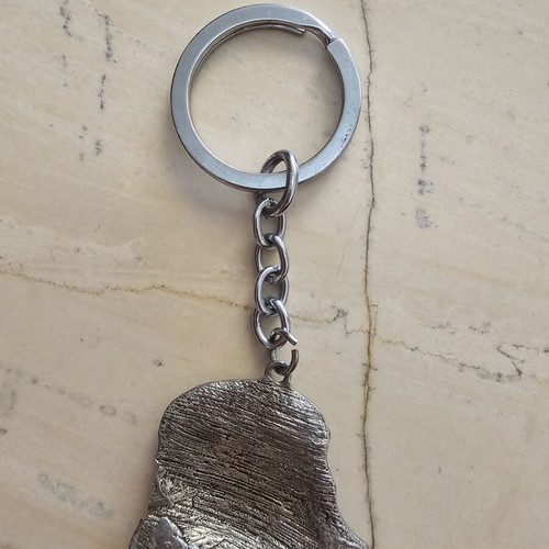 Keychain used, fish design with blue stones