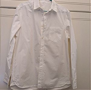 Ανδρικό λευκό πουκάμισο από συνθετικό ύφασμα