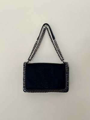 Zara shoulder bag new, leather with pony skin effect and chains