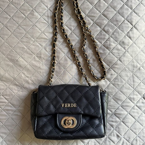 Verde crossbody bag used, small black with chain strap