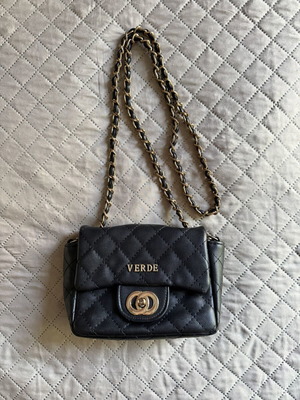 Verde crossbody bag used, small black with chain strap
