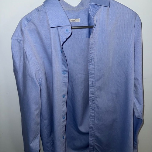 Men's blue dress shirt with fine check pattern like new, size L