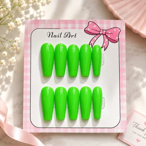 Press On Nails handmade set with 10 pieces, glue, and file