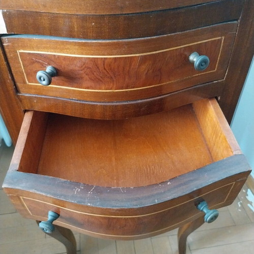 Vintage chest of drawers used with wear on one drawer