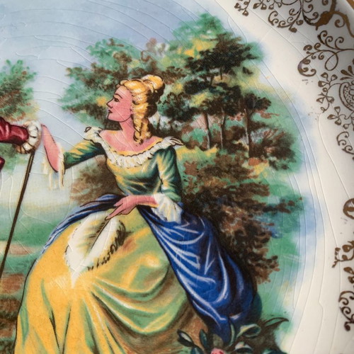 Πιάτο Vintage Barrats of Staffordshire 1950 με ζευγάρι Fragonard