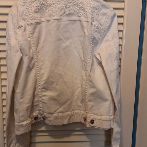 Marella white denim jacket with floral embroidery like new