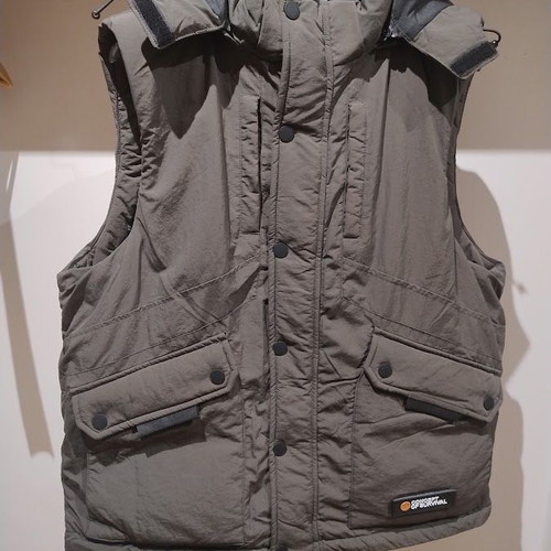 SMOG waterproof puffer vest with detachable hood, gray, XL/XXL