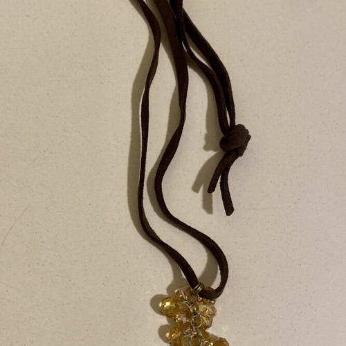 Swarovski necklace long with beads and adjustable leather strap, new