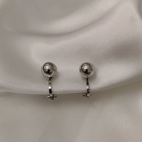 Clip earrings silver ball new