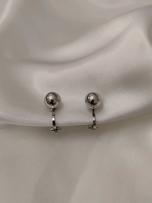 Clip earrings silver ball new