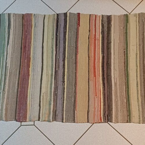 Traditional handmade woven rag rug like new 270x70cm