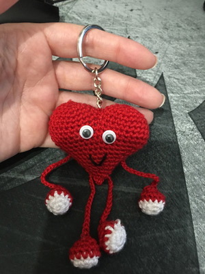 Μπρελόκ πλεκτή καρδιά καινούργιο χειροποίητο