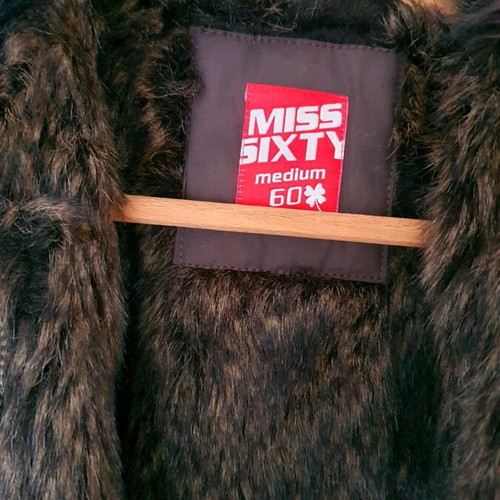 Miss Sixty long jacket like new with inner eco fur brown size S